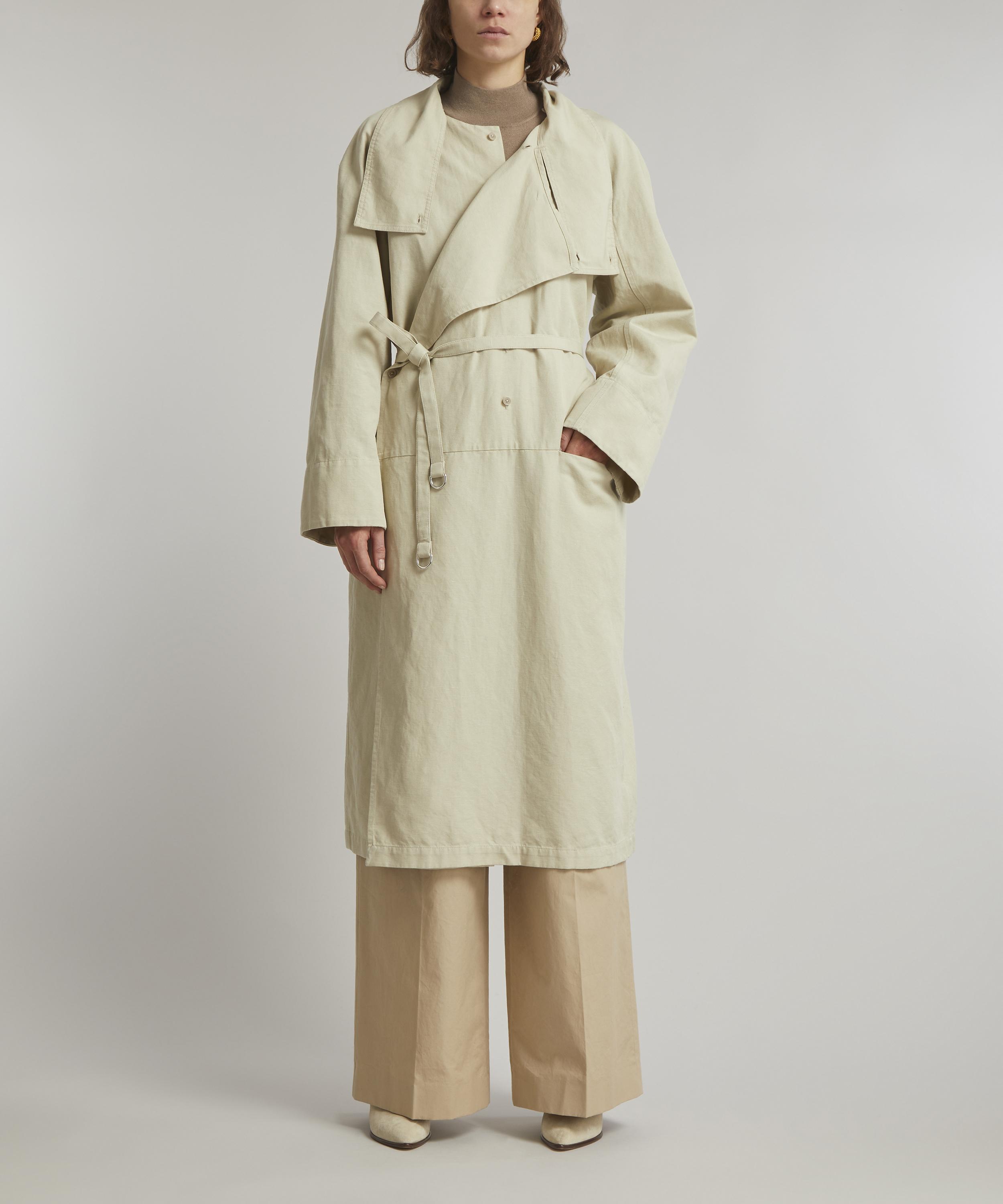 LEMAIRE Asymmetric mid-length twill coat - Brown