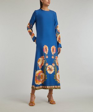 La DoubleJ - Silk Long-Sleeve Swing Dress image number 2