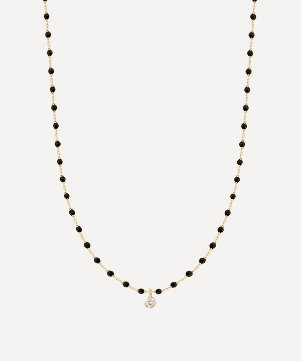 Gigi Clozeau - 18ct Gold Mini Gigi Diamond And Black Bead Necklace image number null