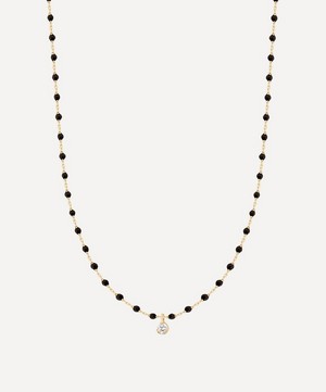Gigi Clozeau - 18ct Gold Mini Gigi Diamond And Black Bead Necklace image number 0