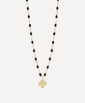 18ct Gold Lucky Clover Classic Gigi Diamond Bead Necklace