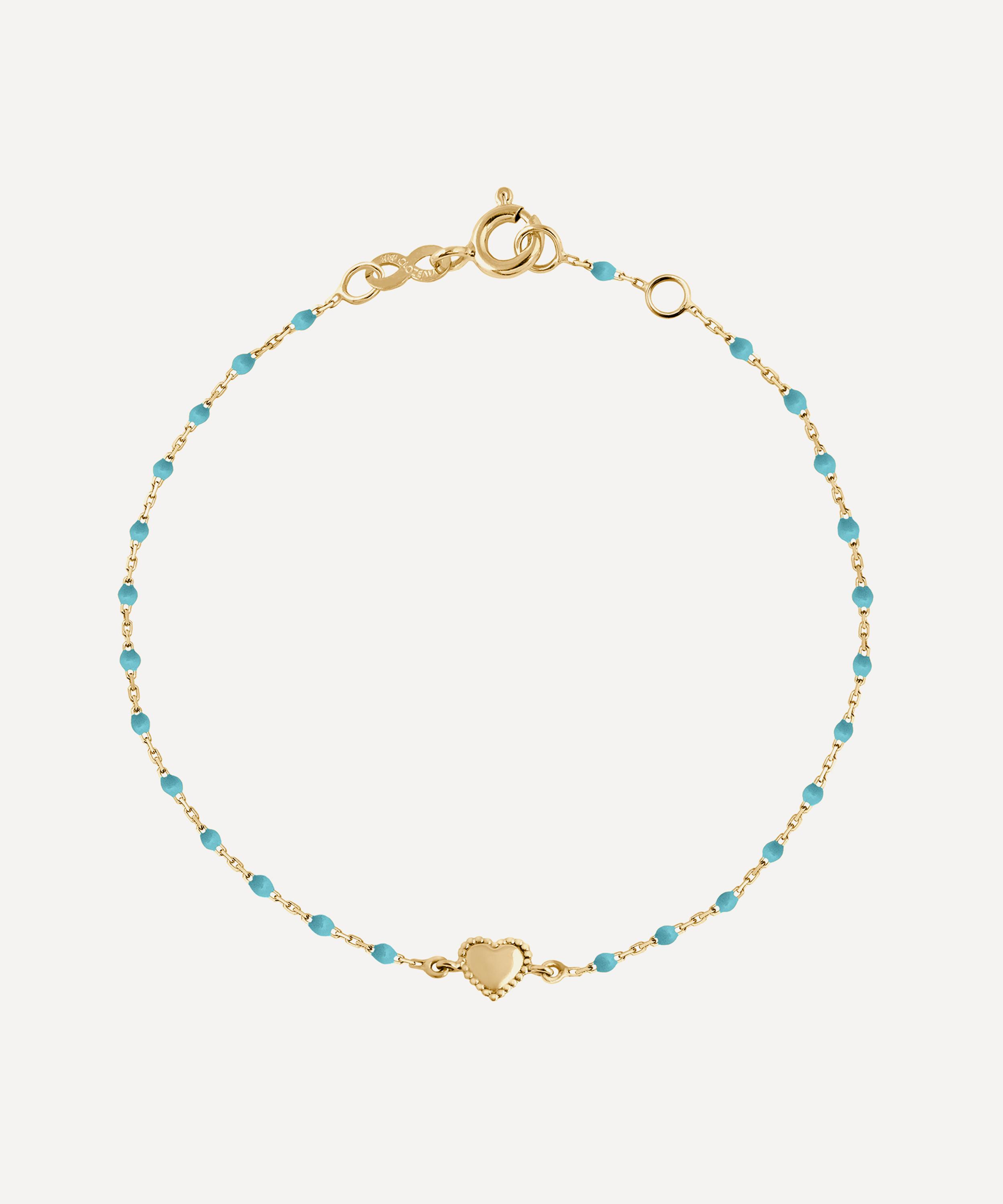 Gigi Clozeau - 18ct Gold Lucky Heart Mini Gigi Turquoise Bead Bracelet image number 0