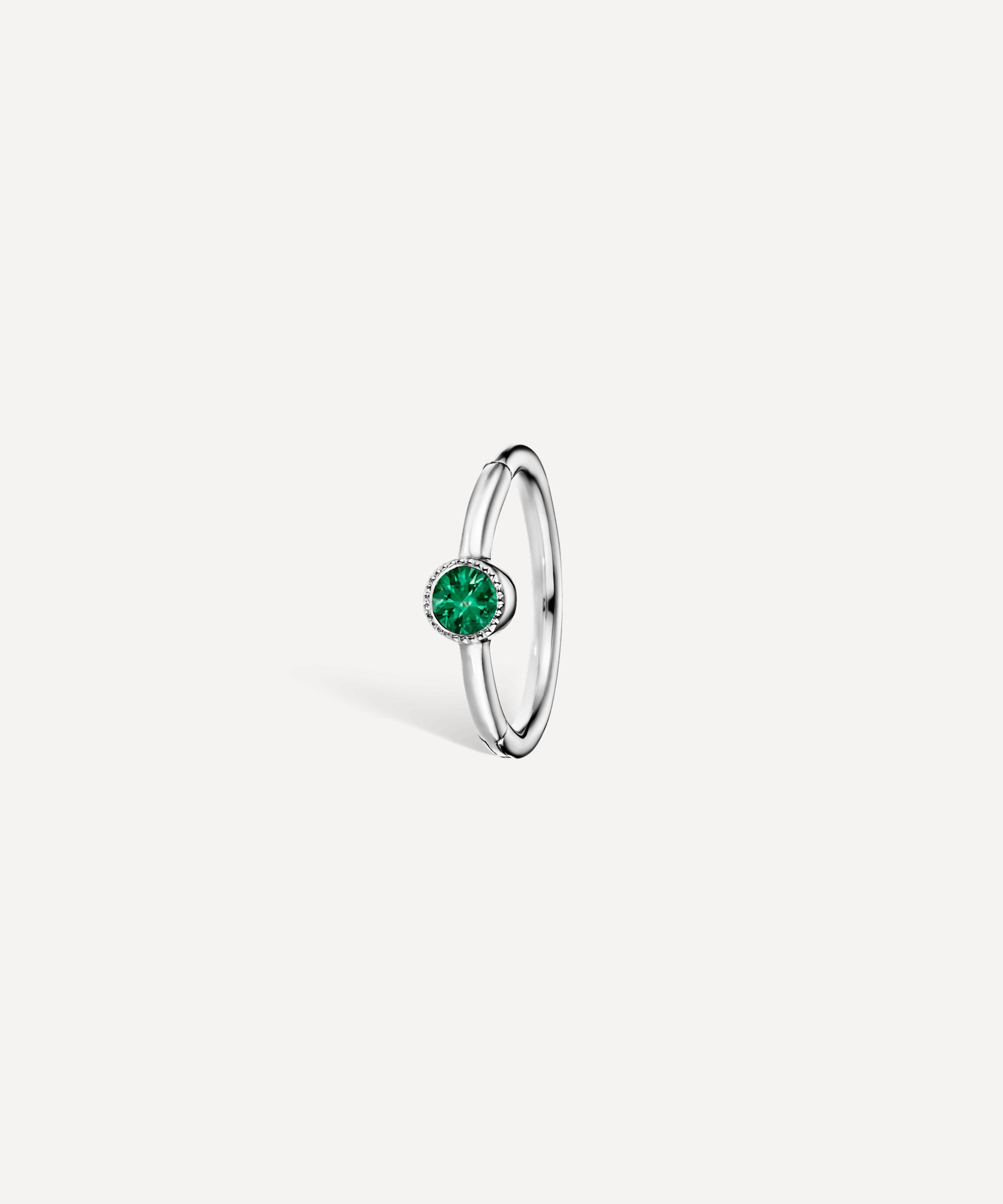 Maria Tash - 18ct White Gold 8mm Scalloped Emerald Single Hoop Earring image number 0