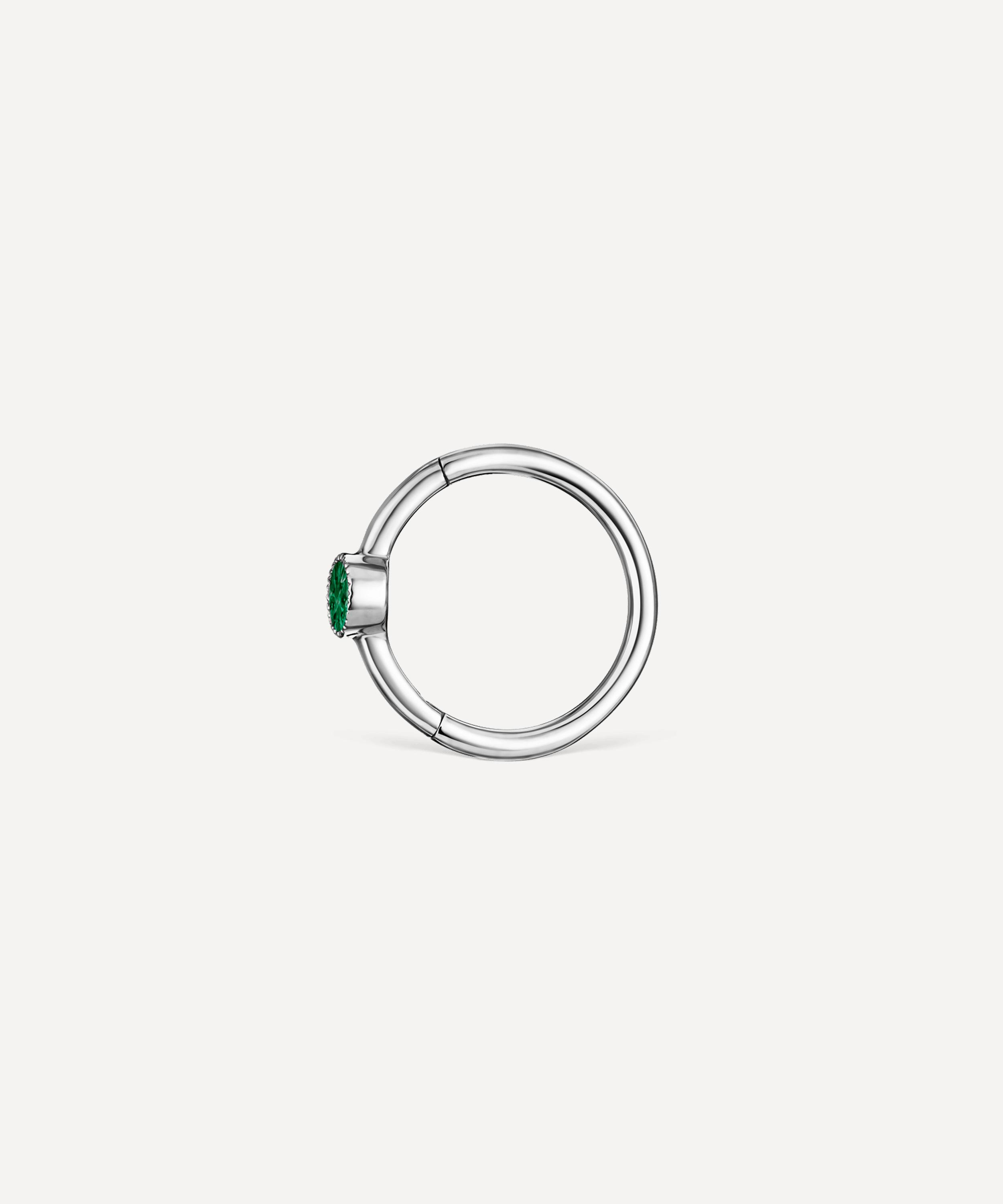 Maria Tash - 18ct White Gold 8mm Scalloped Emerald Single Hoop Earring image number 1