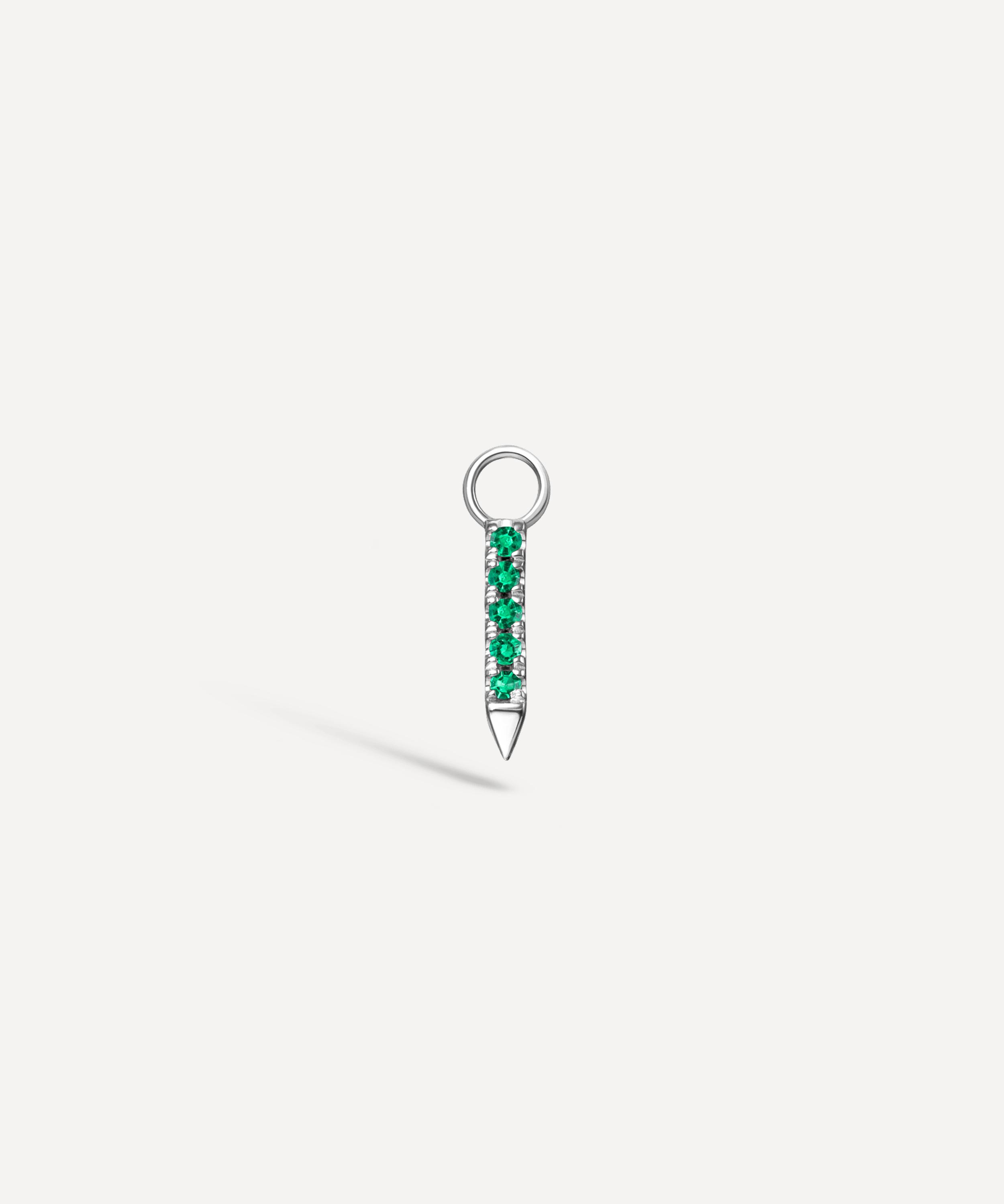 Maria Tash - 18ct 7mm Diamond and Emerald Eternity Bar Charm image number 2