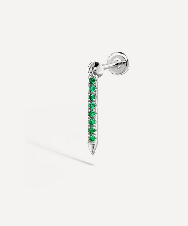 Maria Tash - 18ct 11mm Emerald Eternity Bar Charm Threaded Stud Earring
