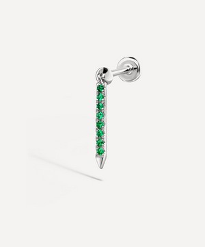 Maria Tash - 18ct 11mm Emerald Eternity Bar Charm Threaded Stud Earring image number 0
