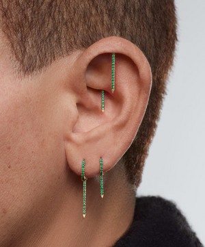 Maria Tash - 18ct 11mm Emerald Eternity Bar Charm Threaded Stud Earring image number 1