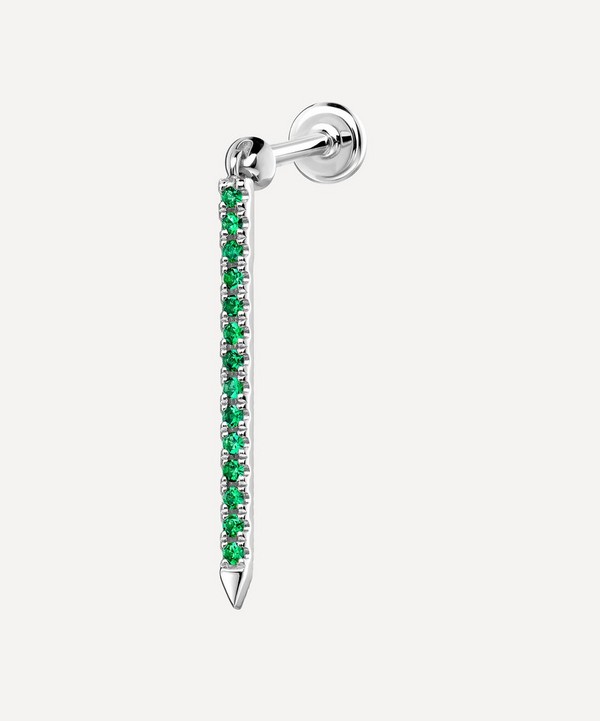 Maria Tash - 18ct 18mm Emerald Eternity Bar Charm Threaded Stud Earring image number null