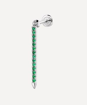 Maria Tash - 18ct 18mm Emerald Eternity Bar Charm Threaded Stud Earring image number 0