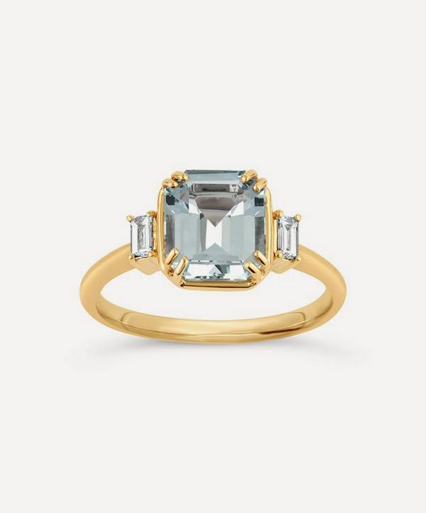 Dinny Hall - 18ct Gold Mini Mae West Aquamarine And Diamond Ring image number null