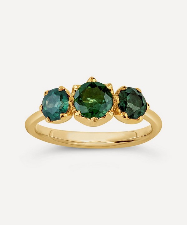Dinny Hall - 18ct Gold Elyhara Medium Trilogy Green Sapphire Ring image number null