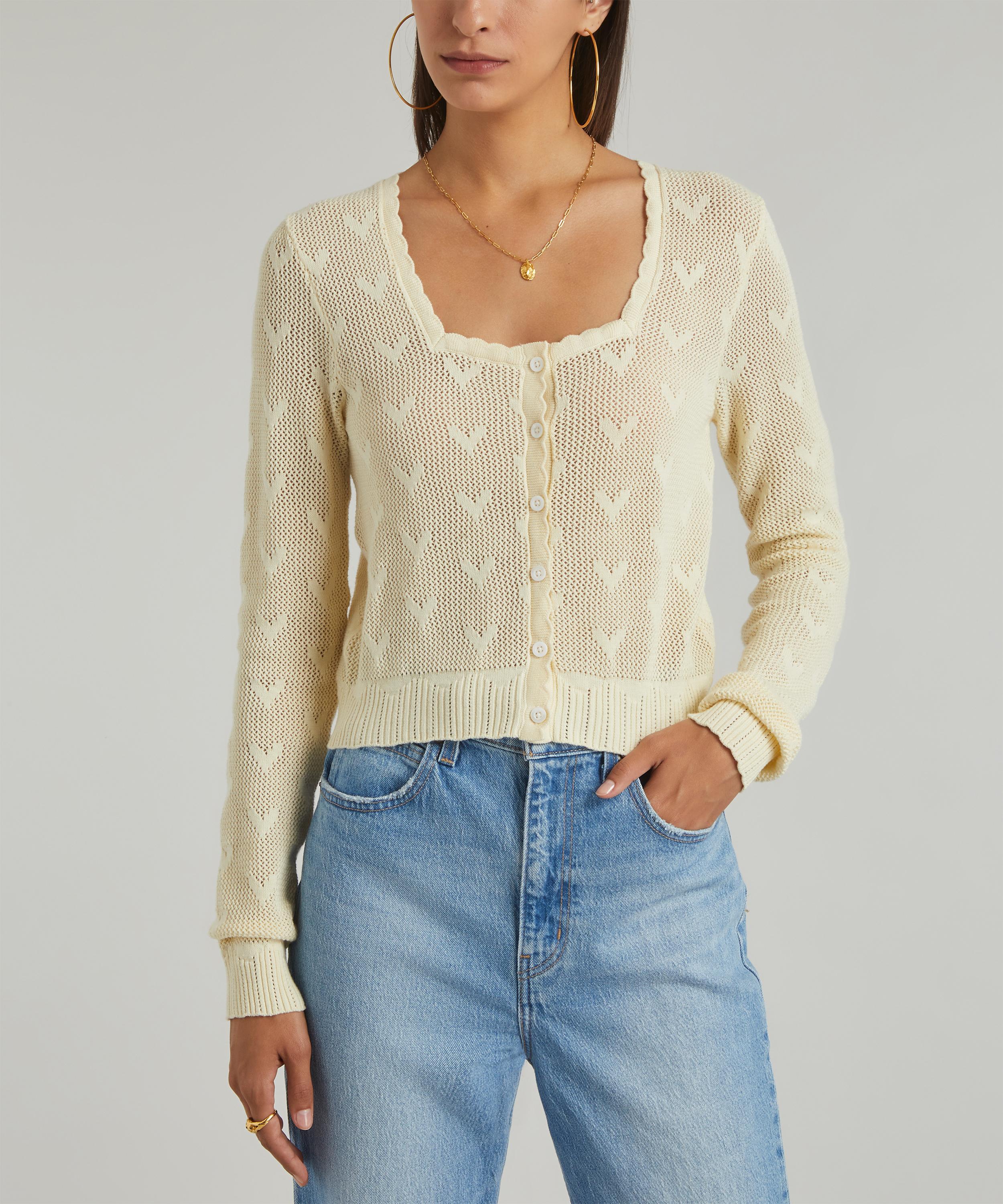 LOVESHACKFANCY Cropped pointelle-knit cardigan