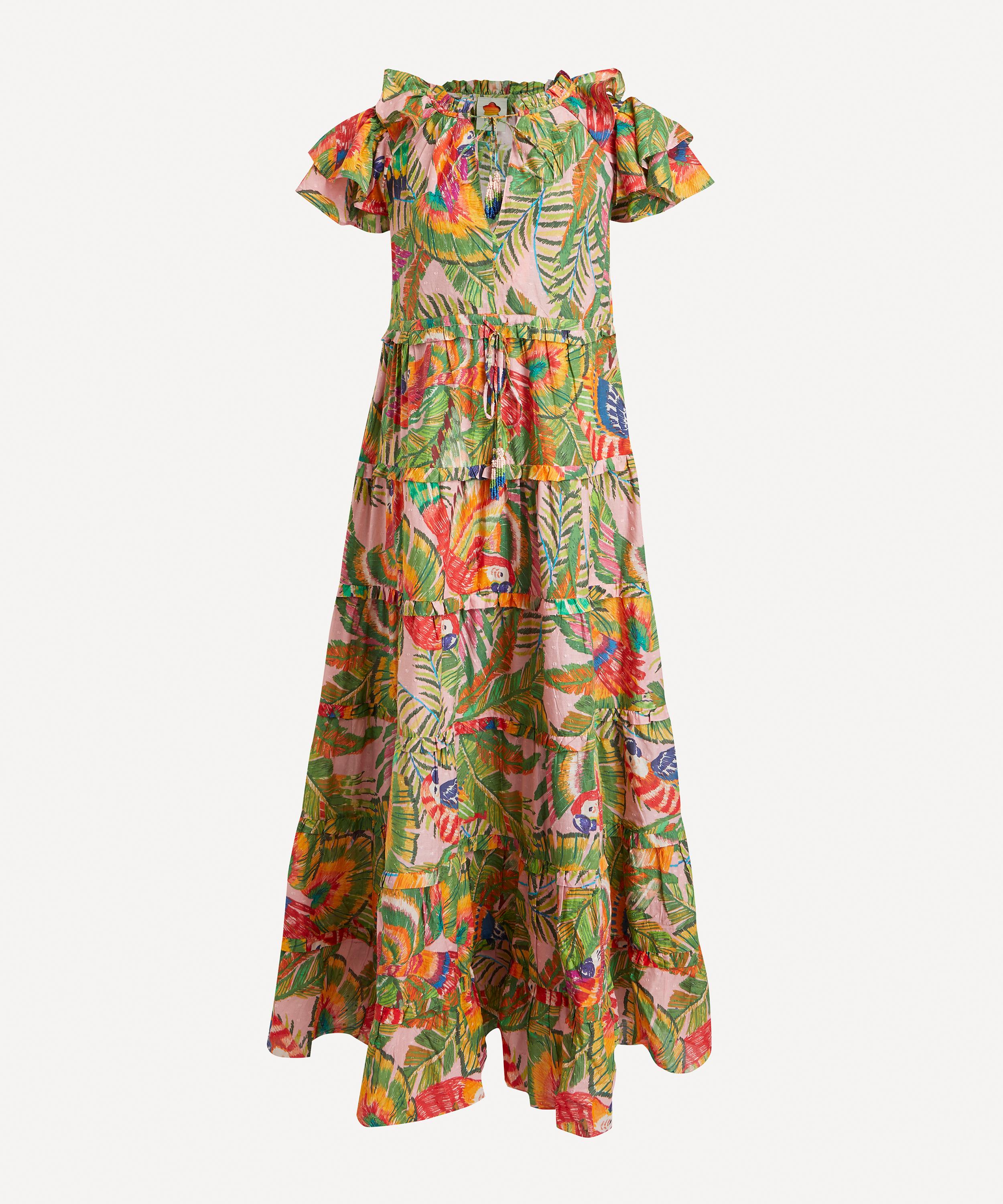 FARM Rio Leaves Flutter-Sleeve Maxi-Dress | Liberty