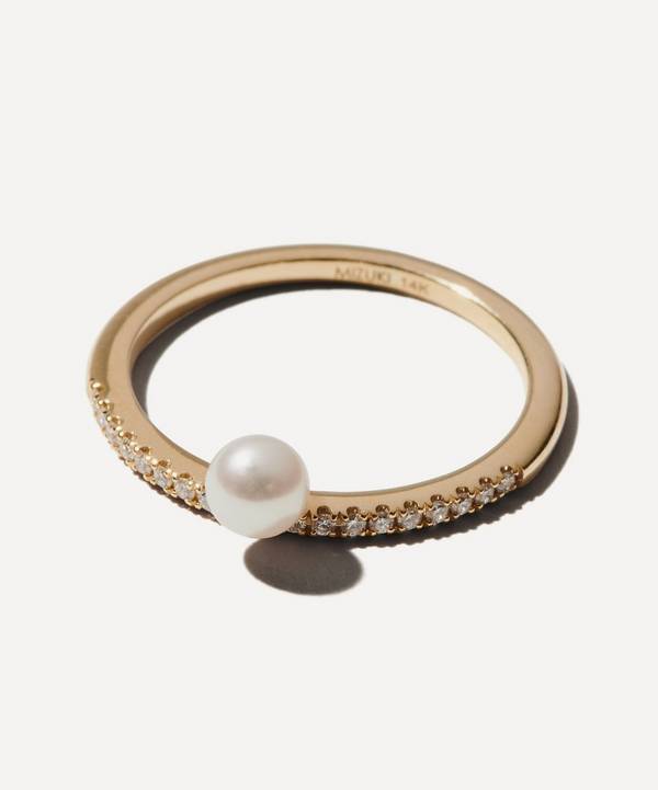 Mizuki - 14ct Gold Pearl and Diamond Ring