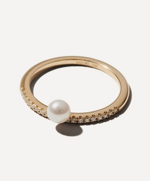 Mizuki - 14ct Gold Pearl and Diamond Ring image number 0
