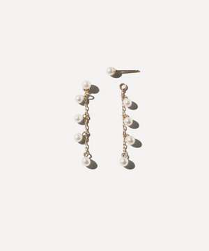 14ct Gold Pearl Chain Drop Earrings