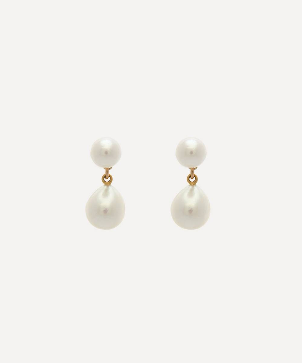 Mizuki - 14ct Gold Double Akoya Pearl Drop Earrings