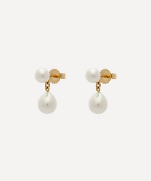Mizuki - 14ct Gold Double Akoya Pearl Drop Earrings image number 2