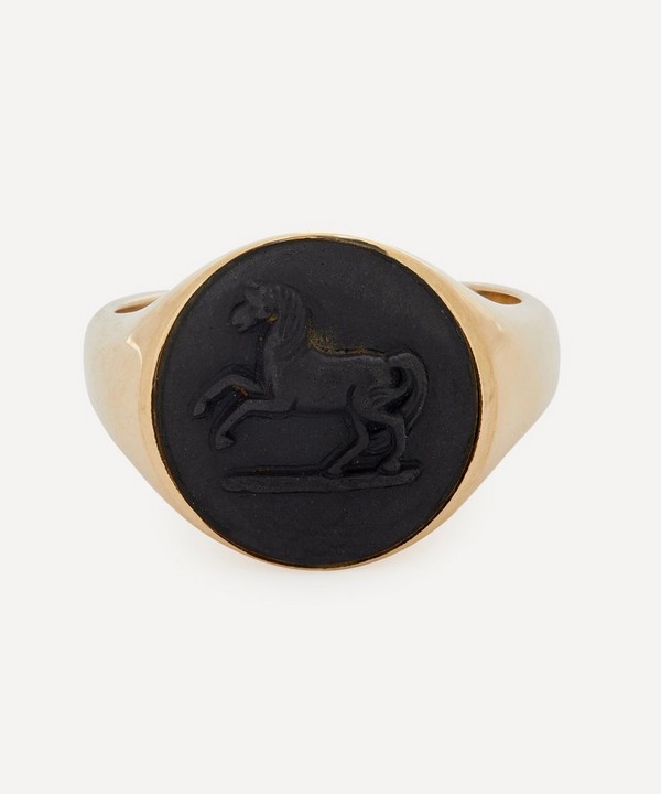 Ferian - 9ct Gold Wedgwood Prancing Horse Round Signet Ring image number null