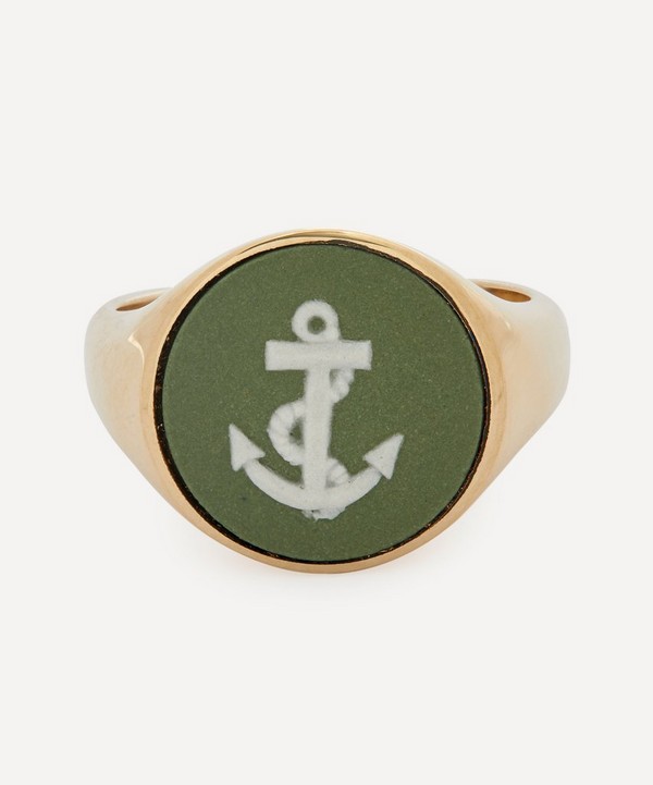 Ferian - 9ct Gold Wedgwood Anchor Round Signet Ring image number null
