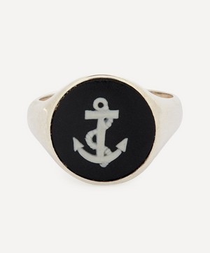 Ferian - Sterling Silver Wedgwood Anchor Round Signet Ring image number 0