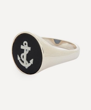Ferian - Sterling Silver Wedgwood Anchor Round Signet Ring image number 2