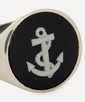 Ferian - Sterling Silver Wedgwood Anchor Round Signet Ring image number 3