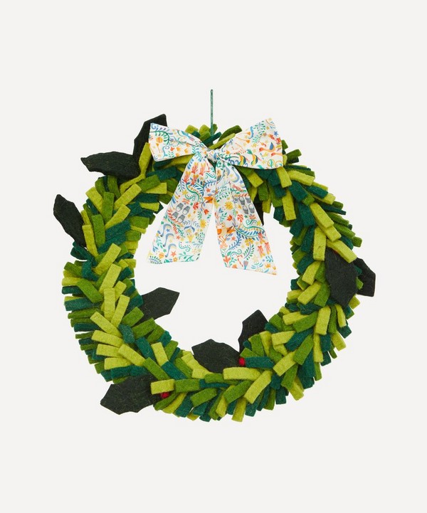Christmas - Holly Wreath with 12 Days of Christmas Liberty Print Bow image number null