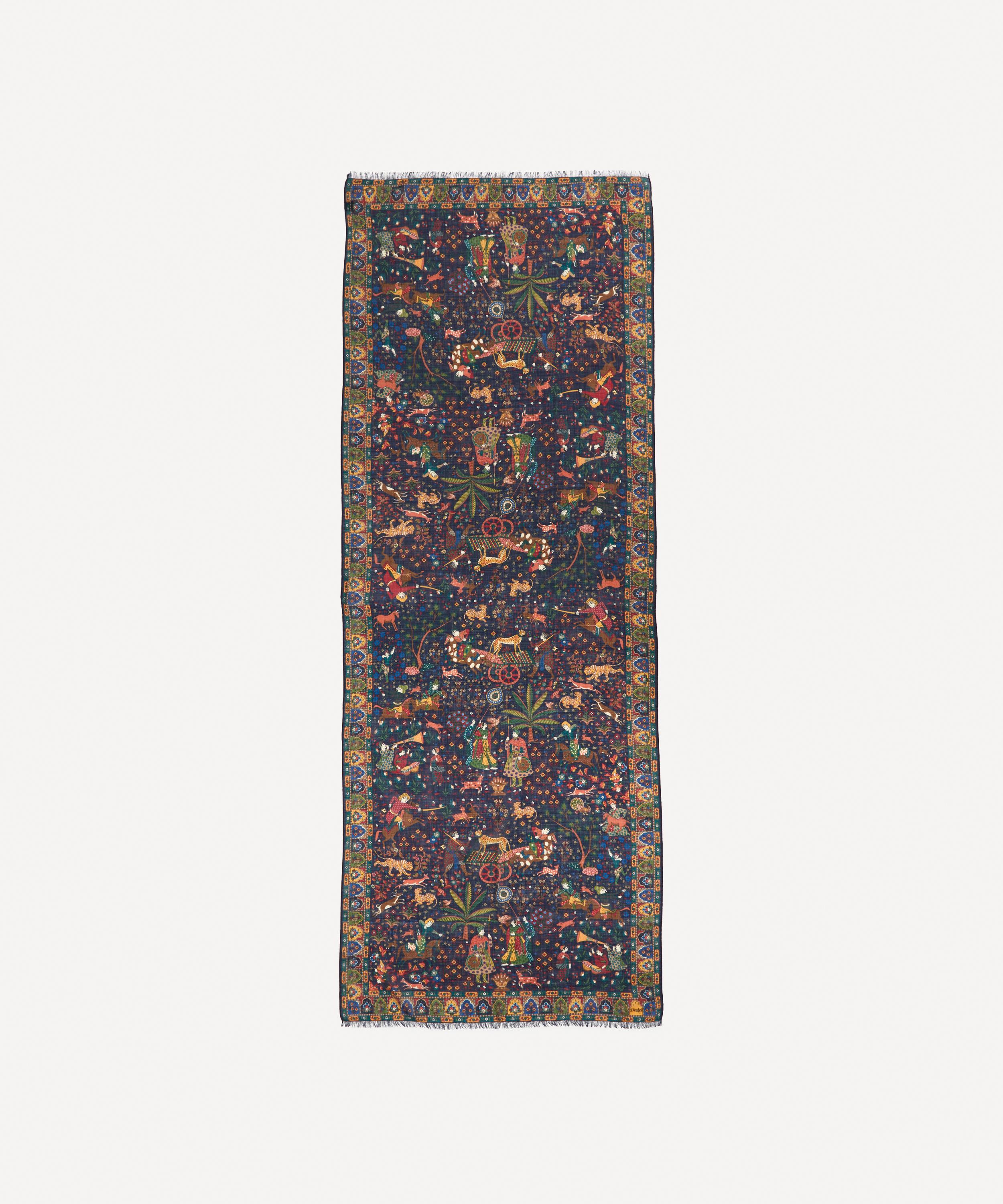 Drake's Mughal Hunter Wool-Silk Scarf Brown