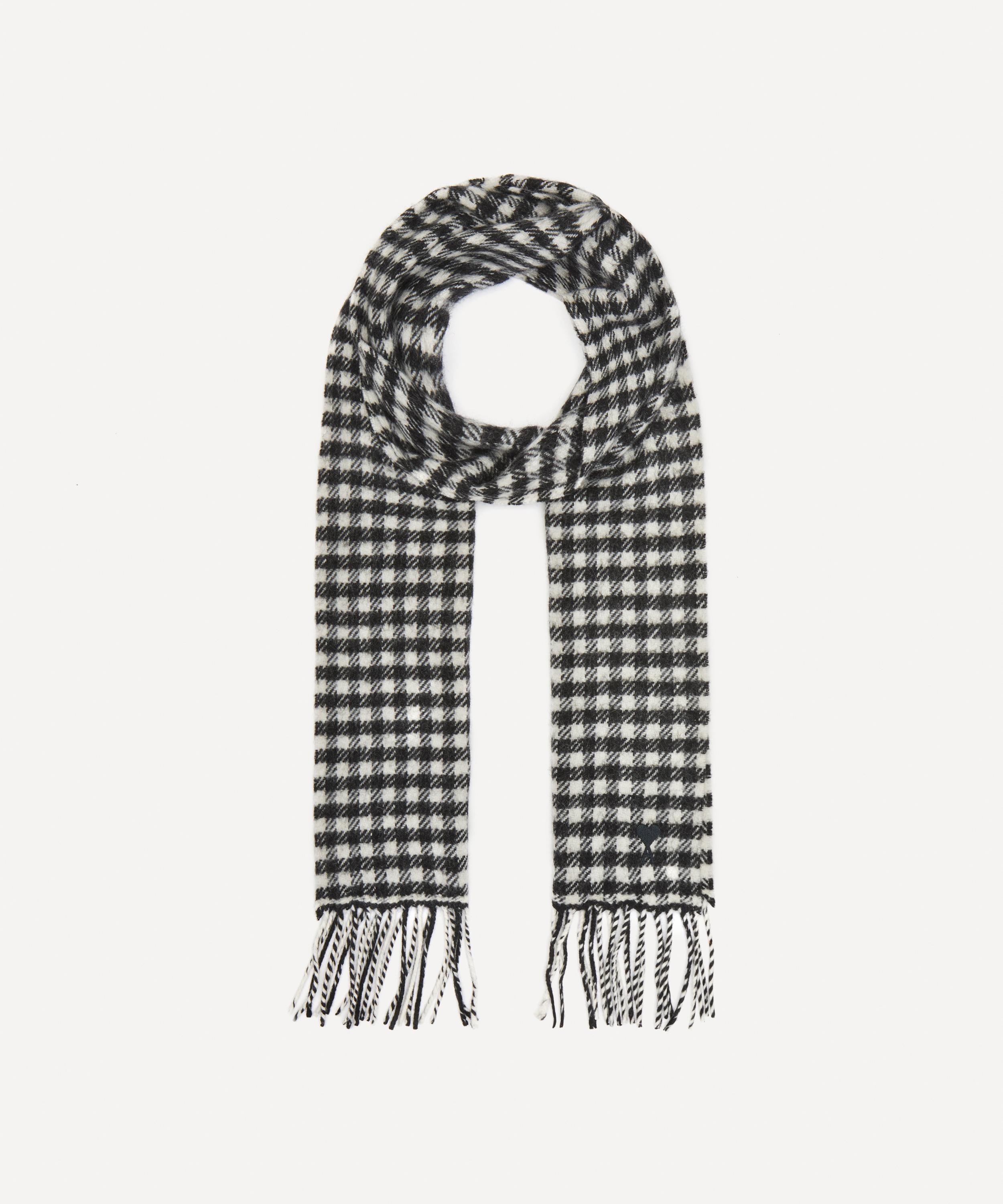 Ami - Ami De Cœur Houndstooth Print Wool-Blend Scarf image number 0