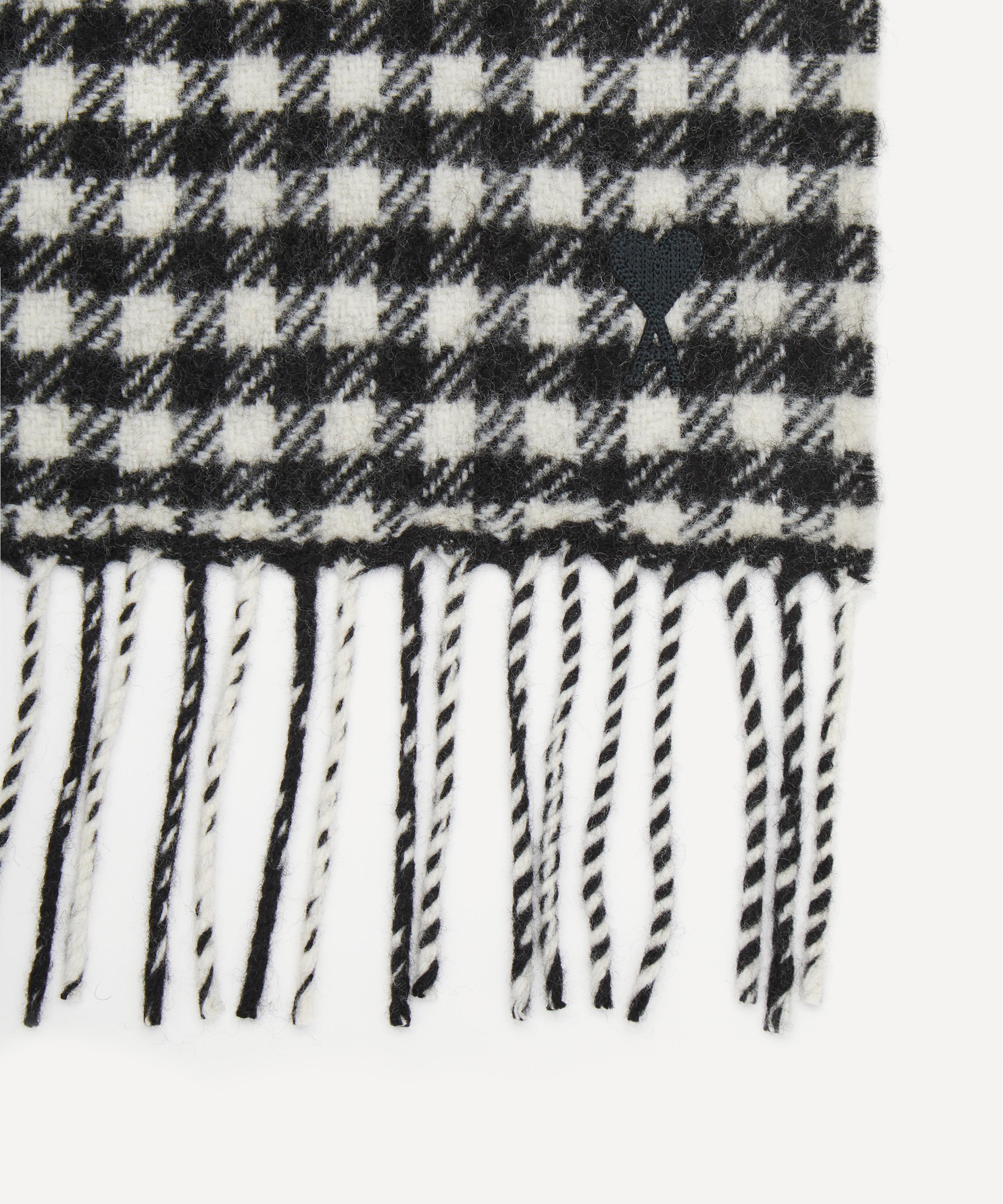 Ami - Ami De Cœur Houndstooth Print Wool-Blend Scarf image number 2