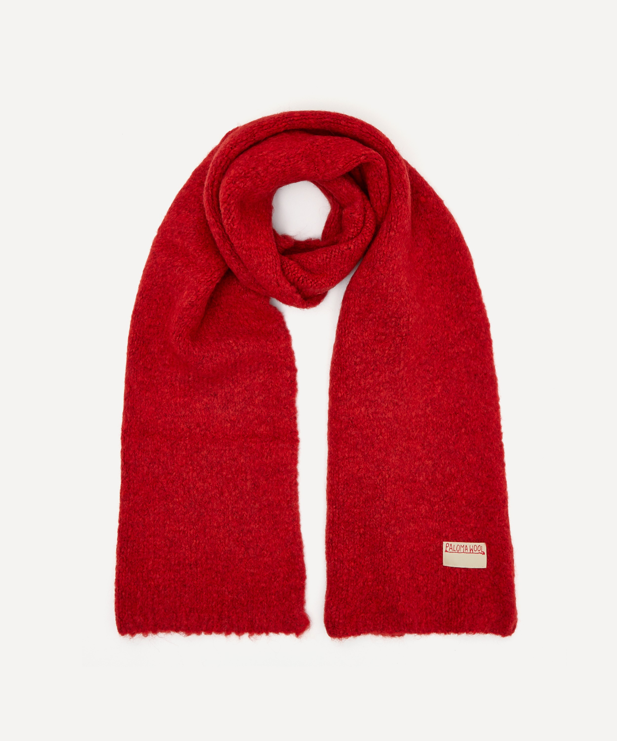 Red Merino Wool Mix Textured Scarf, In stock!