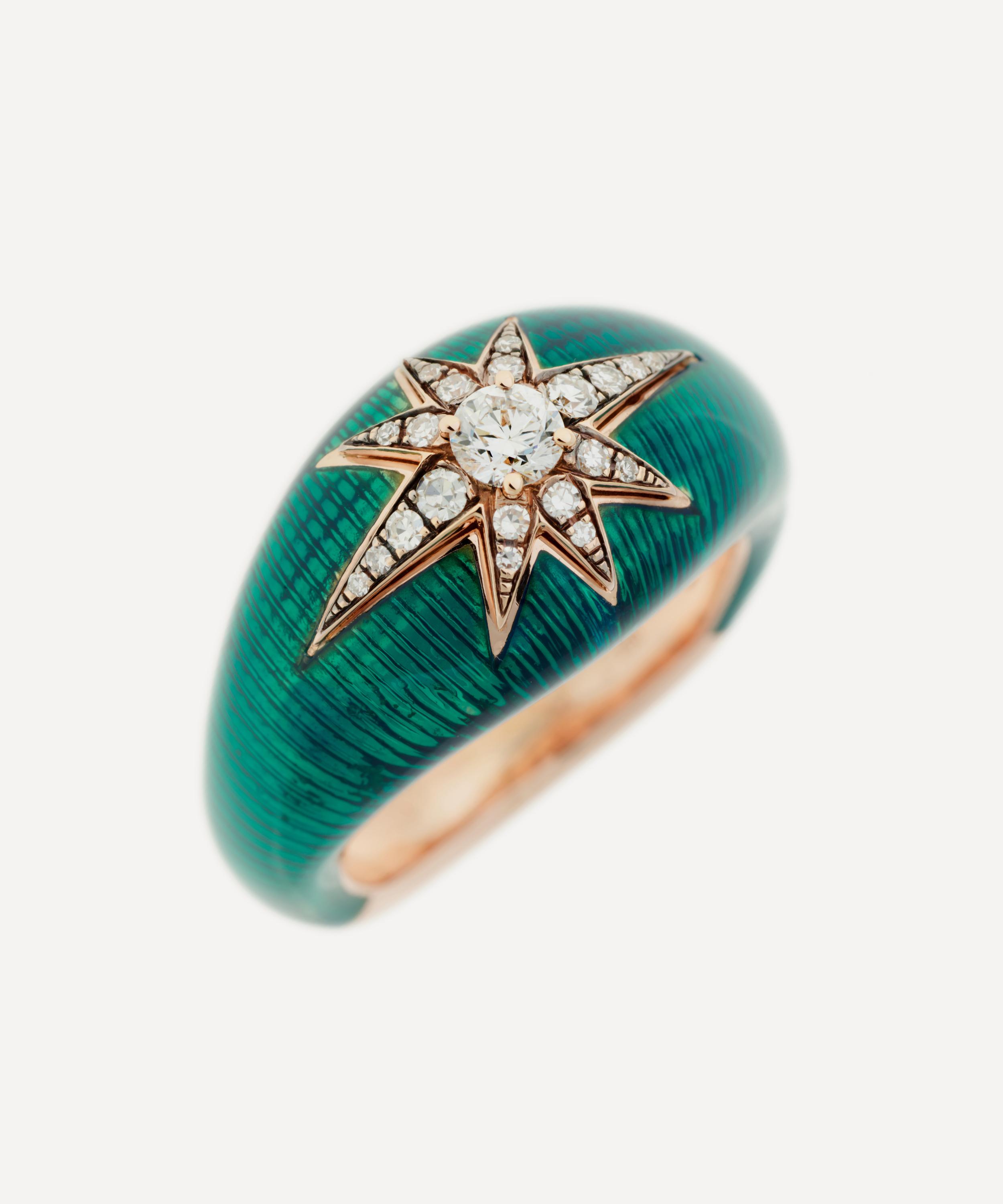 Selim Mouzannar - 18ct Rose Gold Aida Enamel Diamond Ring