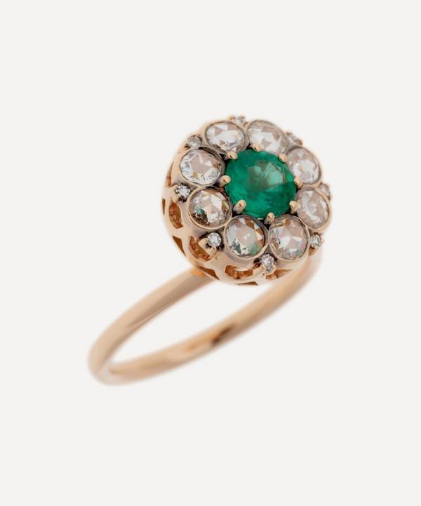 Selim Mouzannar - 18ct Rose Gold Beirut Rosace Emerald and Diamond Ring