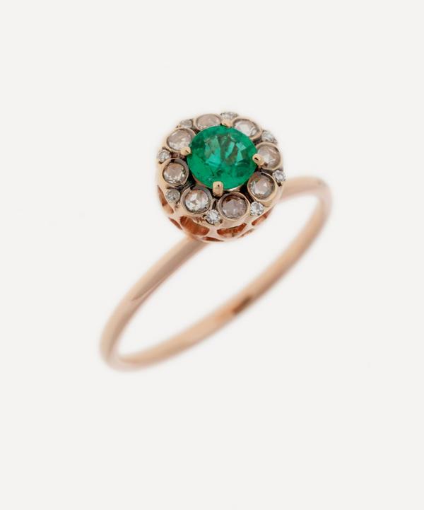 Selim Mouzannar - 18ct Rose Gold Beirut Rosace Emerald and Diamond Ring image number null
