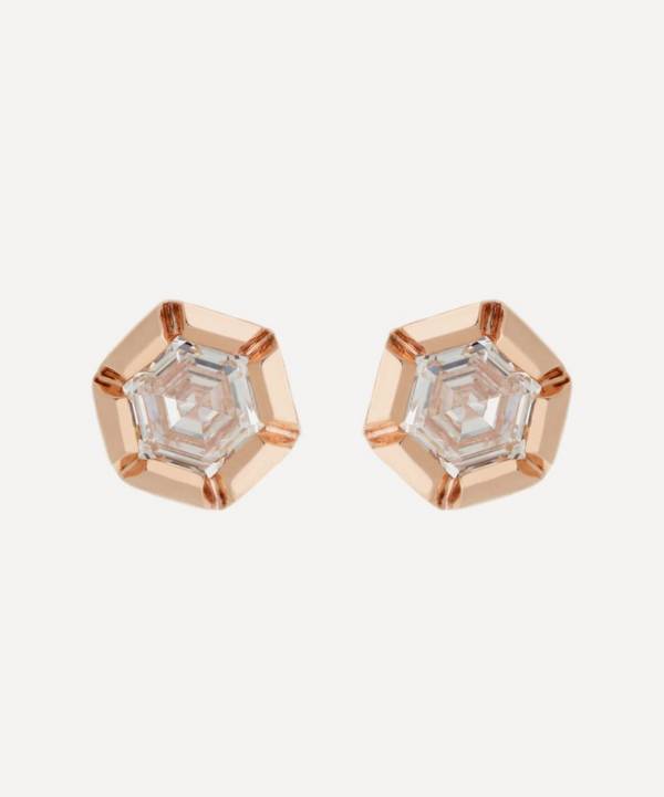 Selim Mouzannar - 18ct Rose Gold Rose De France Diamond Stud Earrings