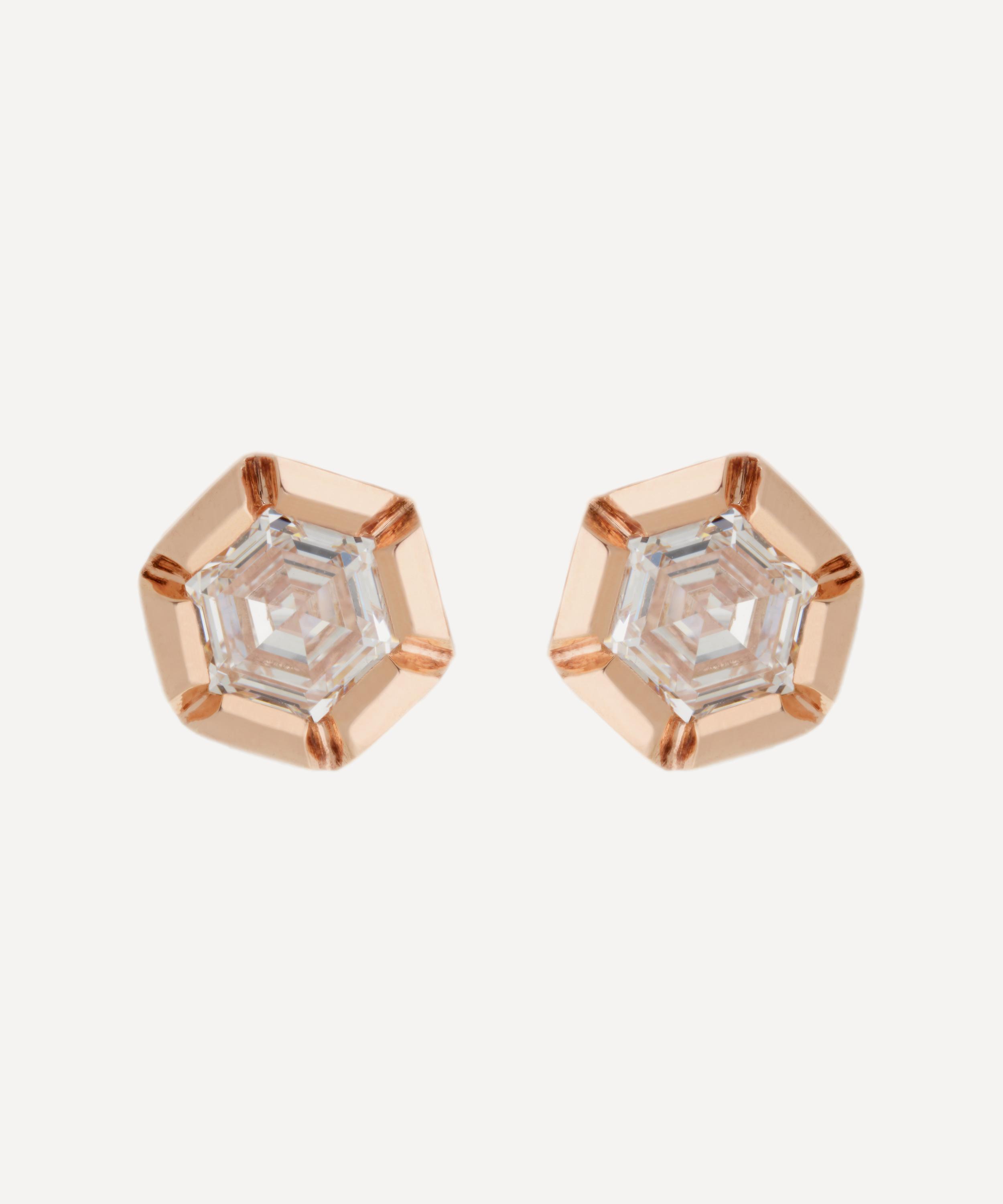 Selim Mouzannar - 18ct Rose Gold Rose De France Diamond Stud Earrings image number 0
