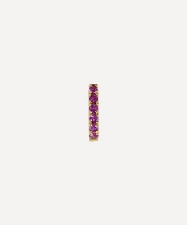 Roxanne First - 14ct Gold Pink Sapphire Huggie Hoop Earring image number null