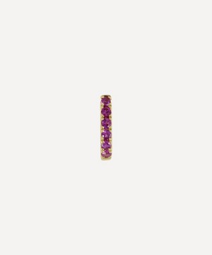 Roxanne First - 14ct Gold Pink Sapphire Huggie Hoop Earring image number 0