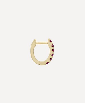 Roxanne First - 14ct Gold Pink Sapphire Huggie Hoop Earring image number 2