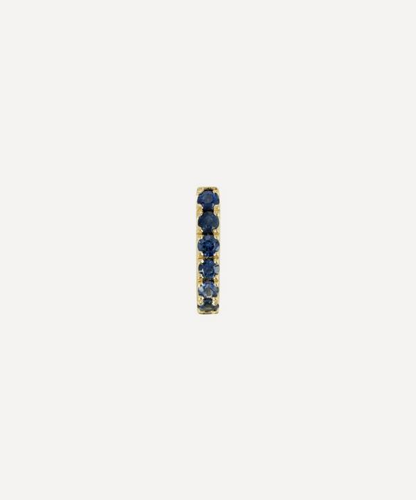 Roxanne First - 14ct Gold Blue Sapphire Huggie Hoop Earring image number null