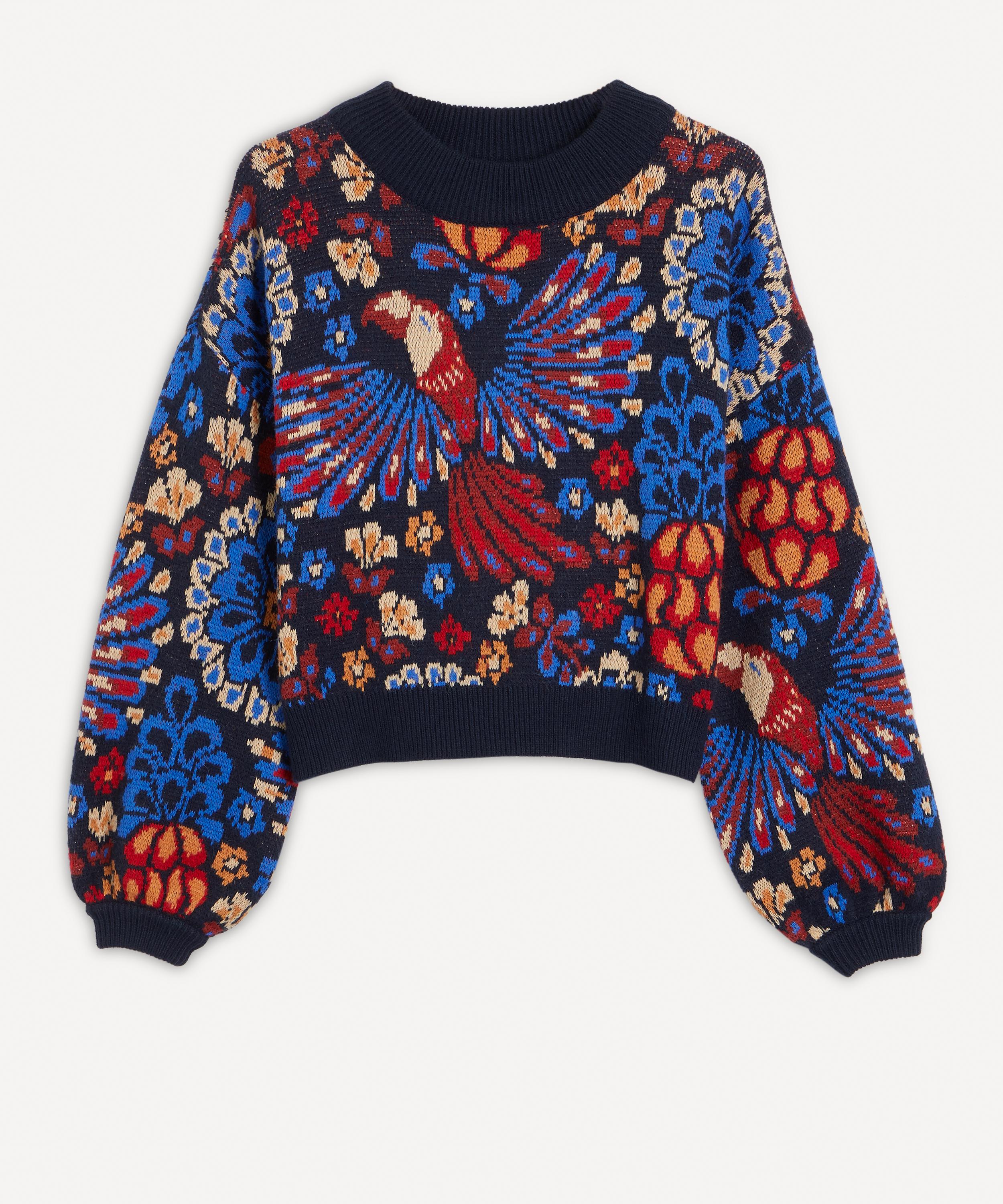 FARM Rio - Pineapple Flowers Navy Sweater image number 0