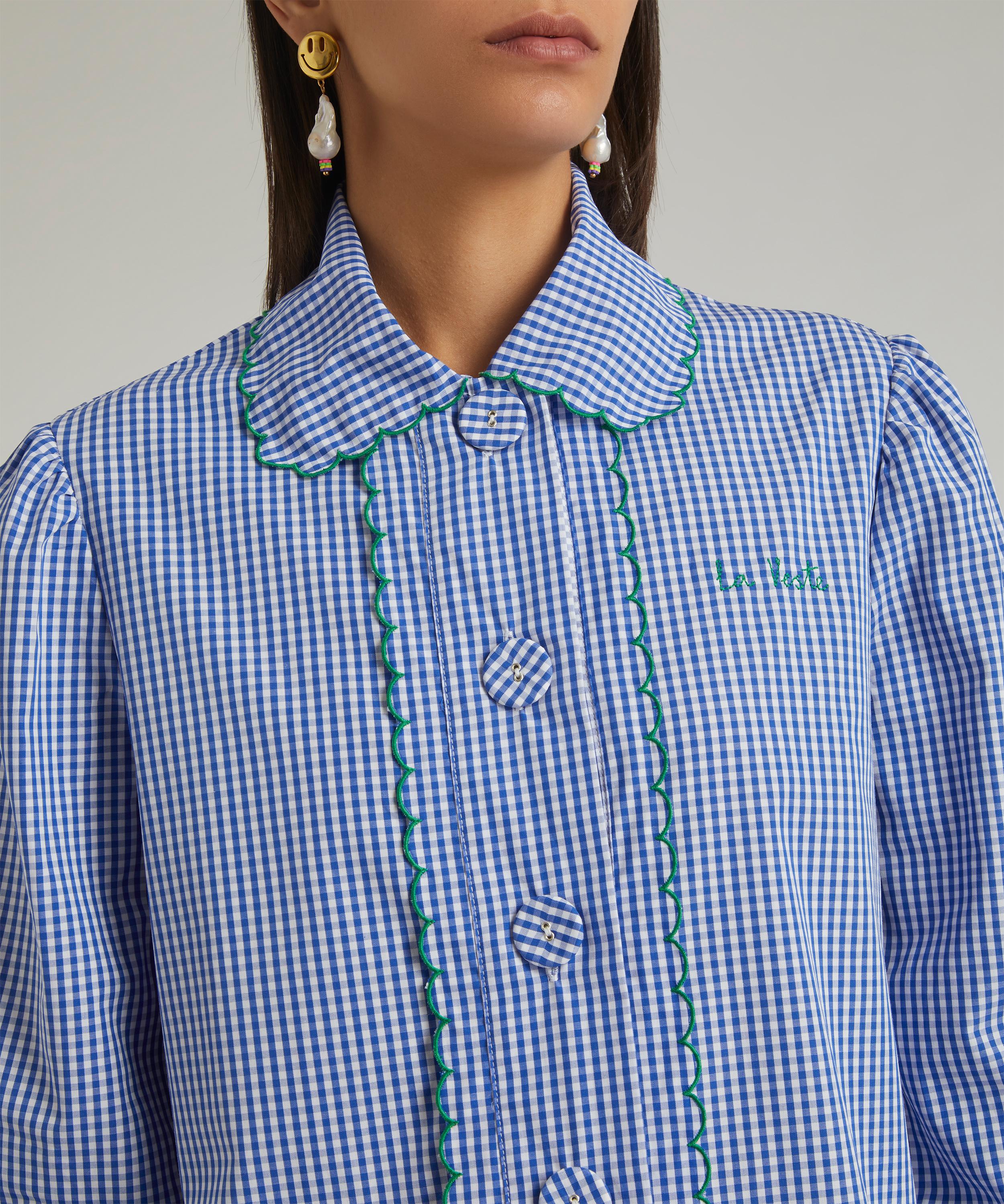 La Veste - Ruffle Check Cotton Shirt image number 4