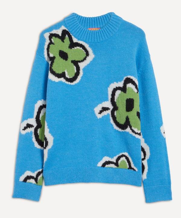KITRI - Phoebe Blue Painted Floral Sweater