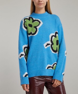 KITRI - Phoebe Blue Painted Floral Sweater image number 2