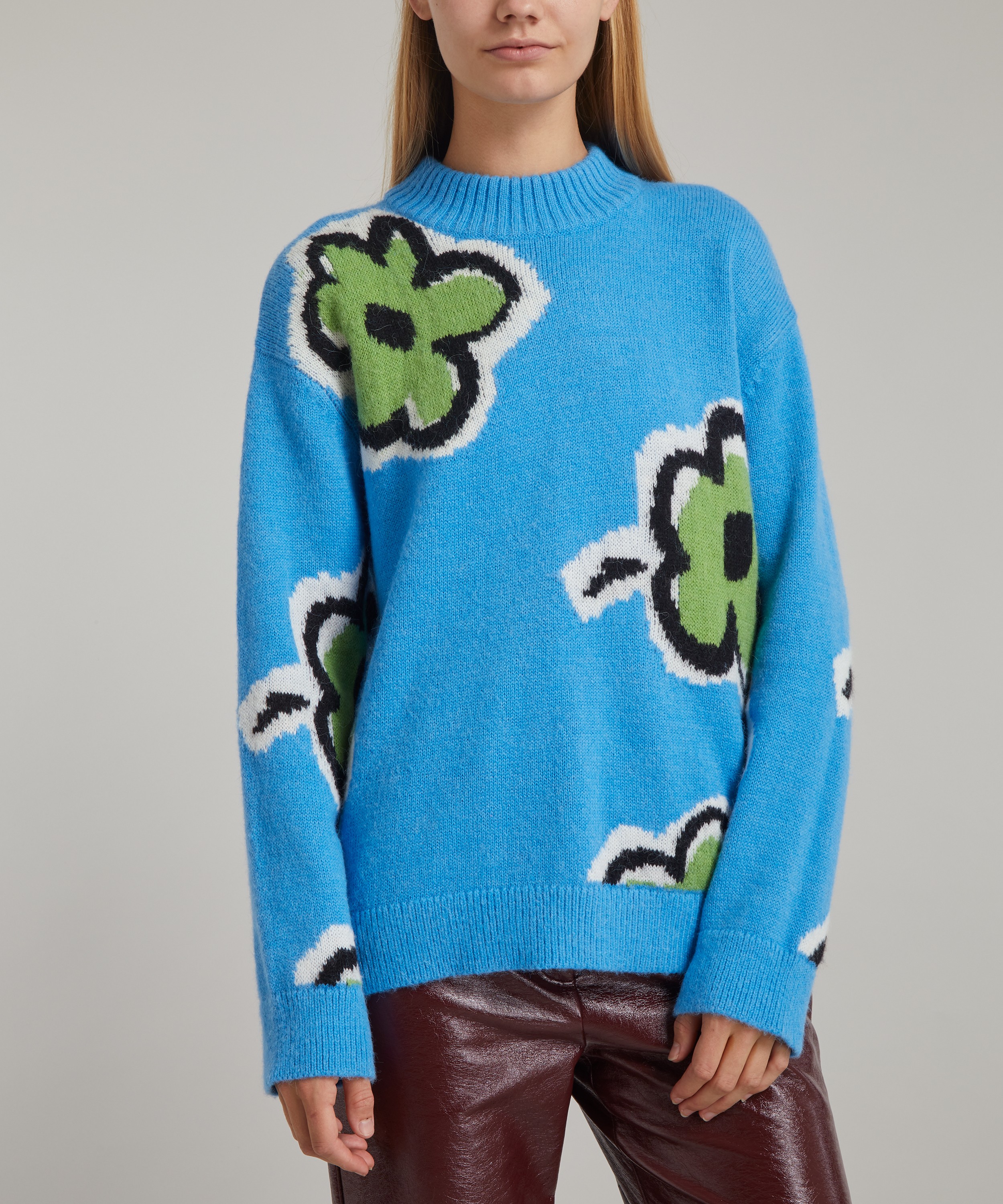 Phoebe Blue Painted Floral Sweater