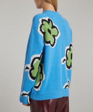 KITRI - Phoebe Blue Painted Floral Sweater image number 3