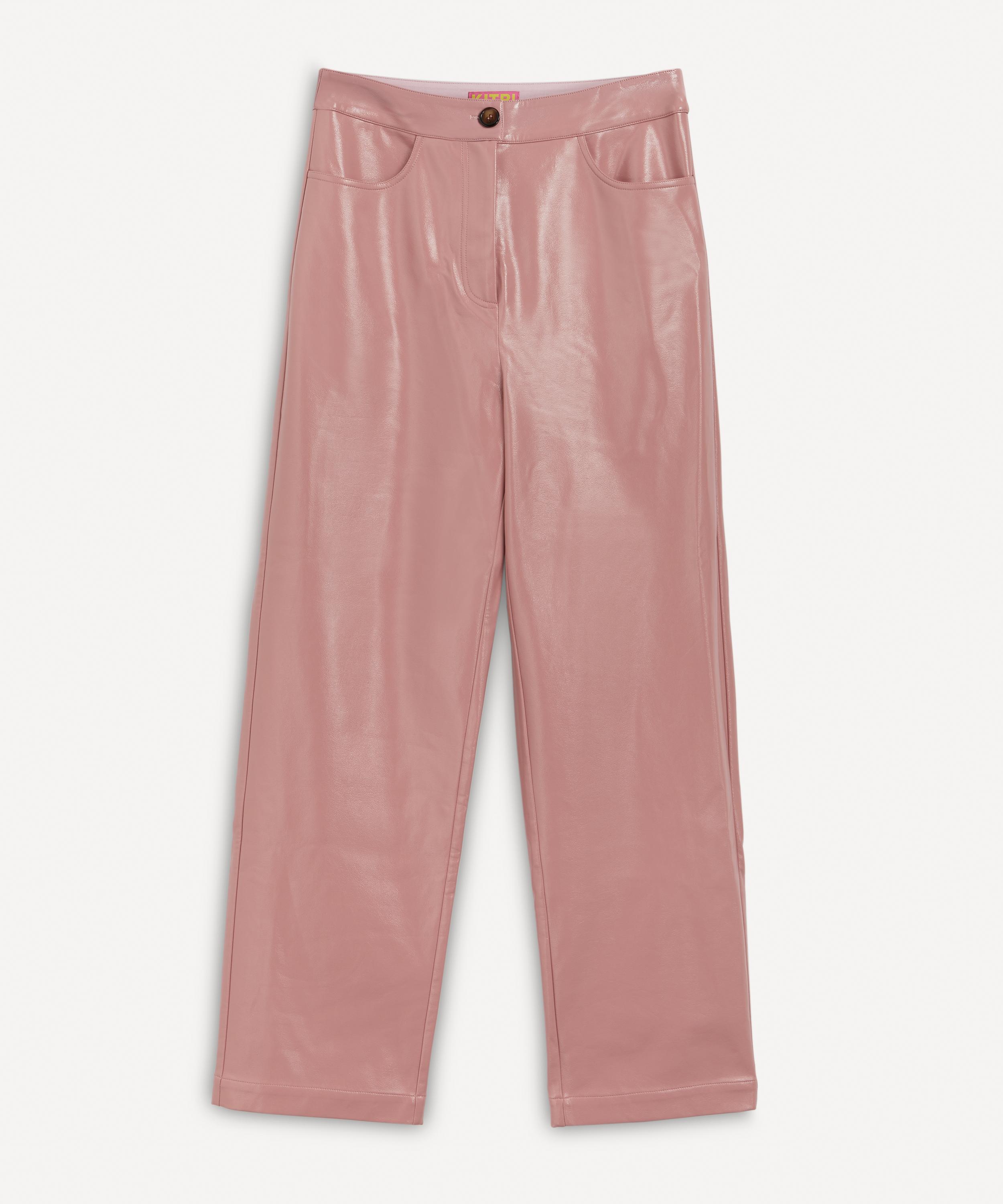 pink vinyl trousers