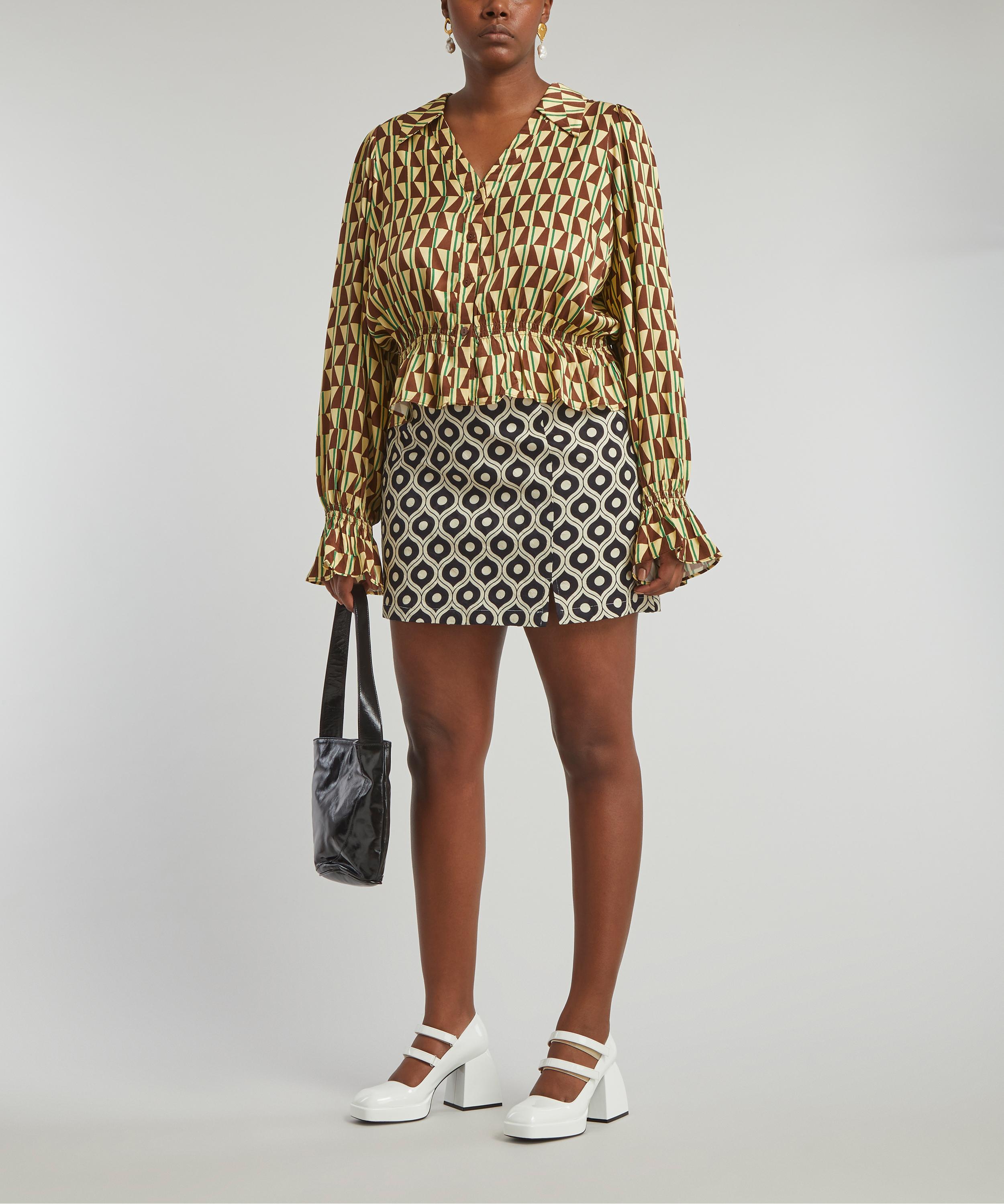 KITRI - Colette Black Wallpaper-Print Mini-Skirt image number 5